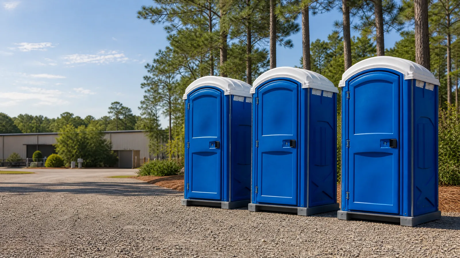Clean portable restroom units prepared for rental planning in Montgomery